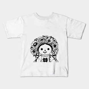 Floral Mexican Doll Kids T-Shirt